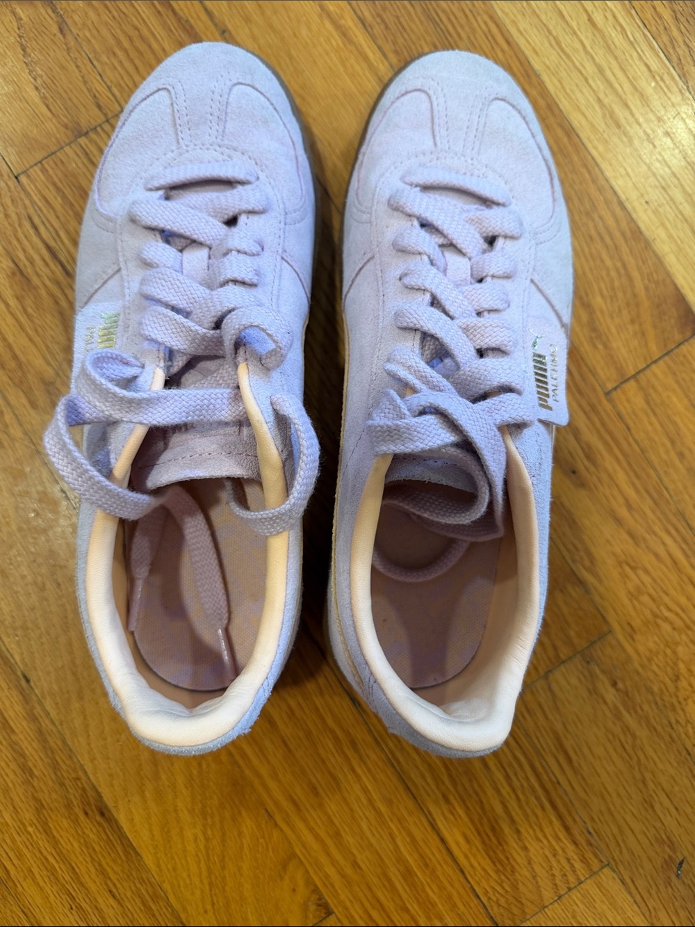 Puma Palermo Lilac and peach Suede Lace-Up Sneakers